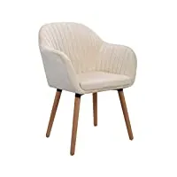 woltu 1 x chaise de salle à manger en velours surface pieds en bois massif,chaise de relax chaise de salon crème blanc bh95cm-1