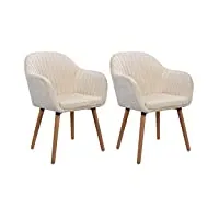 woltu 2 x chaises de salle à manger crème assise en velours chaise pour cuisine/salon/café,bh95cm-2