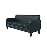 vidaxl canapé à 3 places cuir synthétique noir sofa de salon chambre repos
