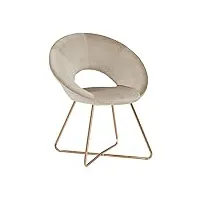 duhome fauteuil rembourré circulaire, chaise de salle à manger chaise de loisirs en velours et métal avec pieds métalliques dorés chaise confortable, beige