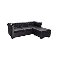 vidaxl canapé chesterfield en forme de l cuir synthétique noir sofa de salon