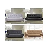 bagno italia canapé lit canapé 194 x 110 x 40 cm en simili cuir noir ou blanc ou microfibre beige ou gris inclinable design moderne pour salon modèle sibil i modern