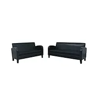 vidaxl 2x canapés cuir synthétique noir ensemble sofa de salon chambre repos