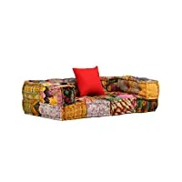 vidaxl pouf modulaire à 2 places patchwork tissu sofa canapé de salon maison