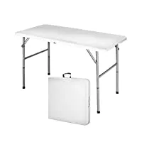 maxxgarden table pliante - table de jardin adaptée au camping, à la plage, aux fêtes, etc - 120 x 60 x 74 cm - table de jardin exterieur - blanc