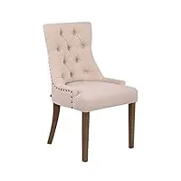 clp chaise de salle a manger aberdeen en tissu i chaise confortable avec rembourrage Épais i piétement en bois d'hévéa, couleur:crème, couleur du cadre:antique clair