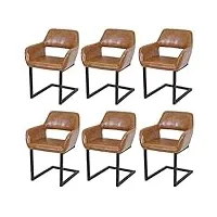 6x chaise de salle à manger hwc-a50 ii, rétro - simili daim, brun