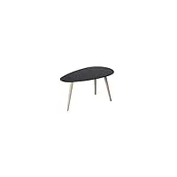 ibbe design fly ovale table basse de salon style moderne skandinave table de salon noir , mdf et bois pieds en bois de hêtre massif, 75x43x39 cm