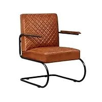 vidaxl fauteuil cuir véritable marron clair chaise bureau salon décor maison