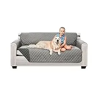 sofa shield housse de canapé brevetée, réversible, résistante aux déchirures et aux taches, en microfibre matelassée pour 3 places - 178 cm - protection de meubles avec sangle - lavable - pour chiens