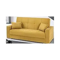 dafnedesign. com – canapé lit 3 places – couleur : jaune – revêtement : tissu – fonction : lit – canapé lit 3 places – équipé de coffre sous la séance qui on peut élever facilement avec une