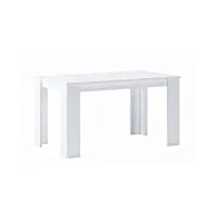 skraut home : table de salle à manger et séjour, de 140 cm rectangulaire, blanc mat, 80x138x75cm jusqu'à 6 personnes