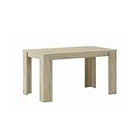 skraut home - table de salle à manger et séjour 140cm rectangulaire, couleur chêne clair, dimensions: 80 largeur x 138 longueur 75 cm hauteur jusqu'à 6 personnes