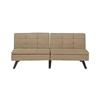 canapé clic-clac en tissu marron clair convertible en lit confortable pour salon scandinave moderne beliani