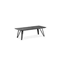 meubletmoi table basse gris anthracite rectangulaire céramique et pieds métal - design contemporain industriel - collection elégance & qualité - onyx