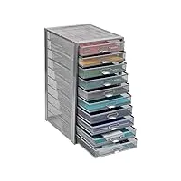mind reader armoire en maille 10 tiroirs métalliques pour dossiers, utilitaires, rangement de bureau, chariot multifonction robuste, argenté