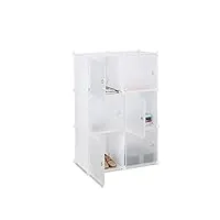 Étagère cubes penderie armoire rangement 6 casiers plastique modulable diy hxlxp: 105x70x35 cm, blanc
