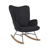 clp chaise a bascule sanka en tissu i fauteuil a bascule avec support en métal i fauteuil de relaxation avec patins en bois noir