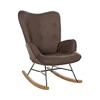clp chaise a bascule sanka en tissu i fauteuil a bascule avec support en métal i fauteuil de relaxation avec patins en bois marron