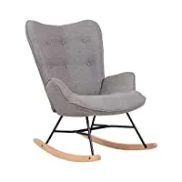 clp chaise a bascule sanka en tissu i fauteuil a bascule avec support en métal i fauteuil de relaxation avec patins en bois gris