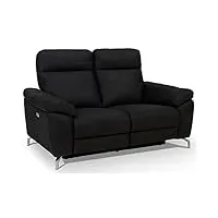 ibbe design selesta canapé inclinable Électrique 2 places en tissu noir sofa canapé relax canapé de relaxation avec repose-pied et port usb, pieds en métal