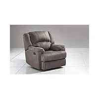 dafnedesign. com – fauteuil relax – couleur : elefant – revêtement : cuir synthétique – déhoussable : no – fauteuil avec recliner manuel. plus aux tendres accoudoirs et au dossier ergonomique, la