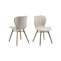 ac design furniture sabine chaise de salle manger, tissu, sable, 82,5x47x56 cm