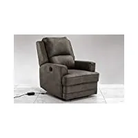 dafnedesign. com – fauteuil pivotant avec recliner électrique – couleur : éléphant – revêtement : cuir synthétique – déhoussable : no – fauteuil avec recliner électrique – plus aux tendres accoudoirs