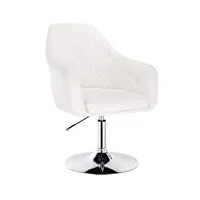 woltu 1 x tabouret de bar réglable en hauteur,fauteuil de bar fait de similicuir et acier chromé,blanc bh104ws