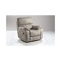 dafnedesign. com – fauteuil relax – couleur : gris clair – revêtement : cuir synthétique – déhoussable : no – fauteuil avec recliner manuel. plus aux tendres accoudoirs et au dossier ergonomique, la