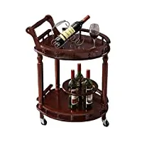 chariot de service desserte style européen peut bouger ménage bois massif surface conique panier À vin roue en caoutchouc, 63 x 52 x 82cm (couleur : a)