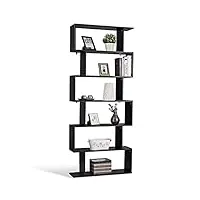costway bibliothèque Étagère pour livres Étagère de rangement en bois de 6 niveaux contemporaine 80x23x192cm (noir)