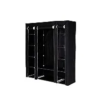 dibea armoire de rangement penderie armoire pliable en tissu, 175x150x45 cm noir