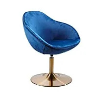 finebuy chaise longue bleu velours 70 x 79 x 70 cm fauteuil club tournante salon | fauteuil pivotant avec accoudoirs | fauteuil de bar rembourrée