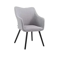 clp chaise de salle a manger mccoy v2 tissu avec accoudoir i rembourrage confortable i fauteuil de salon piétement bois i chaise scandinave, couleur:gris, couleur du cadre:noir