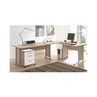 stella trading office line bureau d’angle moderne avec grande surface de travail et caisson à roulettes, blanc, dimensions (l x h x p) 220/170 x 72 x 70 cm