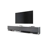 selsey wander - meuble tv suspendu/banc tv (blanc mat/gris brillant, 180 cm sans led)