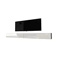 selsey kane - meuble tv à suspendre/banc tv (blanc mat/blanc brillant, 180 cm, sans led)