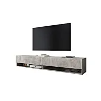 selsey wander - meuble tv suspendu/banc tv (béton, 180 cm, sans led)