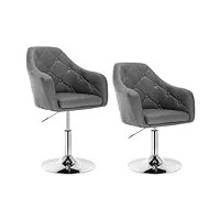 woltu lot de 2 fauteuils de bar en similicuir, tabouret de bar réglable en hauteur,gris bh104gr-2