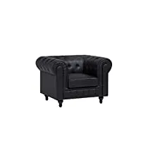 beliani fauteuil en tissu noir chesterfield big