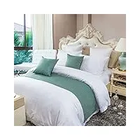 osvino chemin de lit vert lin vintage coureur de lit décoratif bed runner résistant à l'usure décoration de lit pour chambre maison hôtel, 210 x 45cm pour 150cm lit