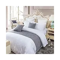 osvino chemin de lit gris lin vintage coureur de lit décoratif bed runner résistant à l'usure décoration de lit pour chambre maison hôtel, 180x45cm pour 120cm lit