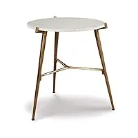 table d'appoint signature design par ashley, métal, blanc/doré