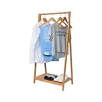 eugad porte-manteau porte-vêtements en bambou avec 1 étagère pour porte chaussures,60x35x120cm,nature 0002xjyj