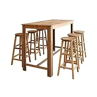vidaxl table et tabourets de bar 7 pcs bois d'acacia massif mobilier de bar