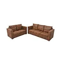vidaxl ensemble de canapés 2 pcs canapé de salle de séjour sofa de salon sofa de salle de séjour maison intérieur cuir daim artificiel