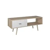 berlioz creations oliven meuble tv, chêne cérusé et blanc, 111 x 38 x 45 cm, fabrication 100% française
