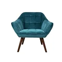 rendez vous déco - fauteuil turquoise en velours - simba - fauteuil 1 place avec accoudoirs - l.83 cm x p. 74 cm x h.76,5 cm - 10 kg