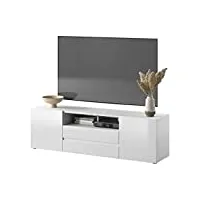 selsey bros - meuble tv/banc tv (140 cm, blanc mat/blanc brillant)